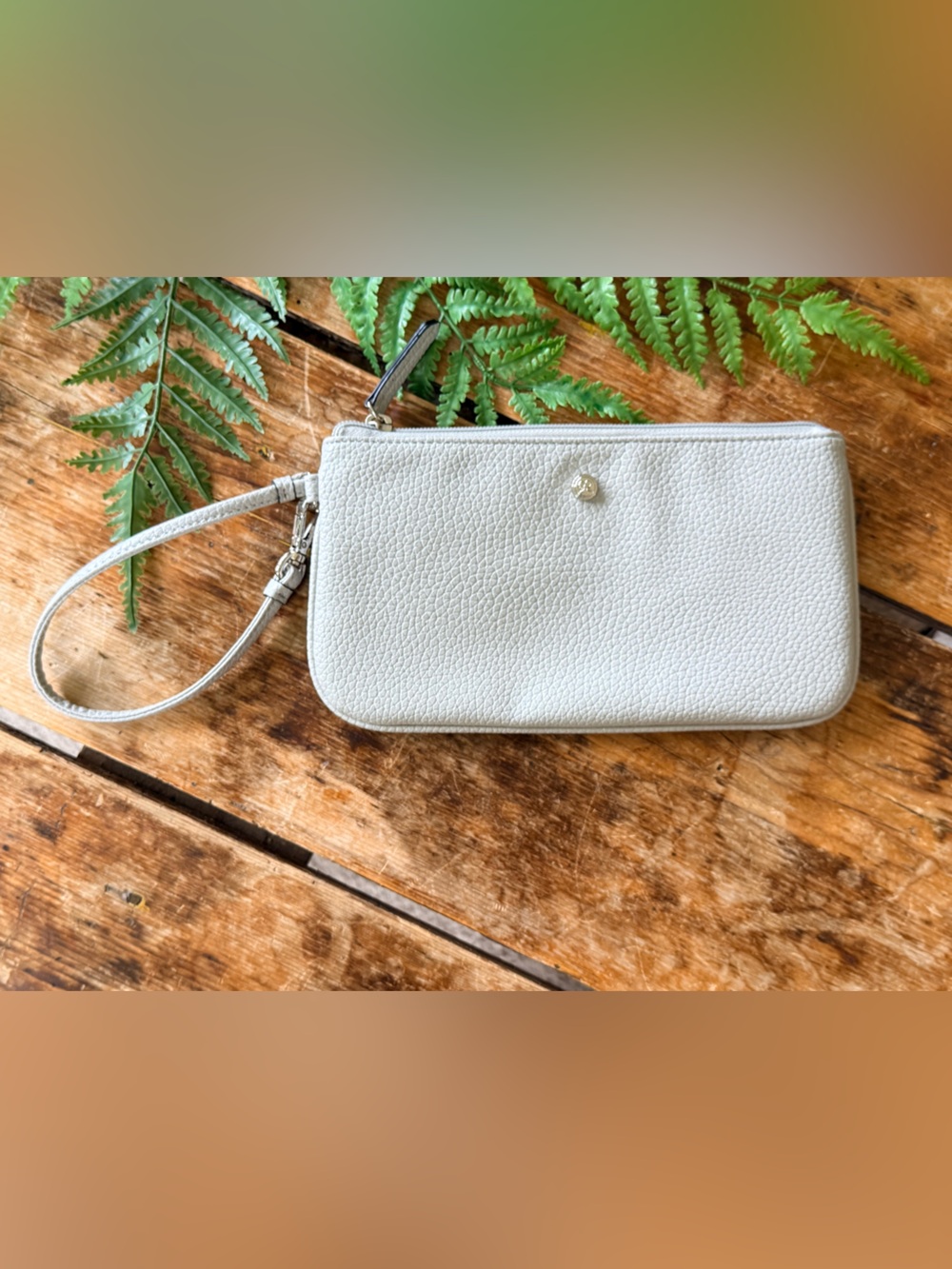 Nine West Light Gray Pebbled Wristlet Wallet with Silver Hardware